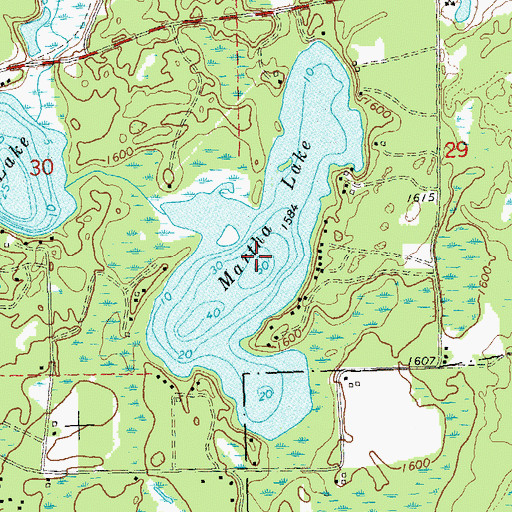 Topographic Map of Martha Lake, WI