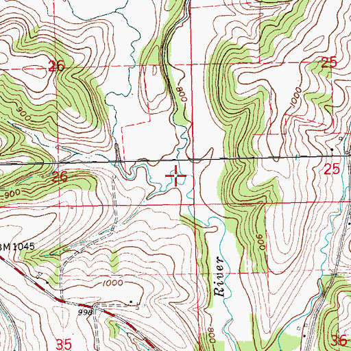 Topographic Map of Martin Branch, WI
