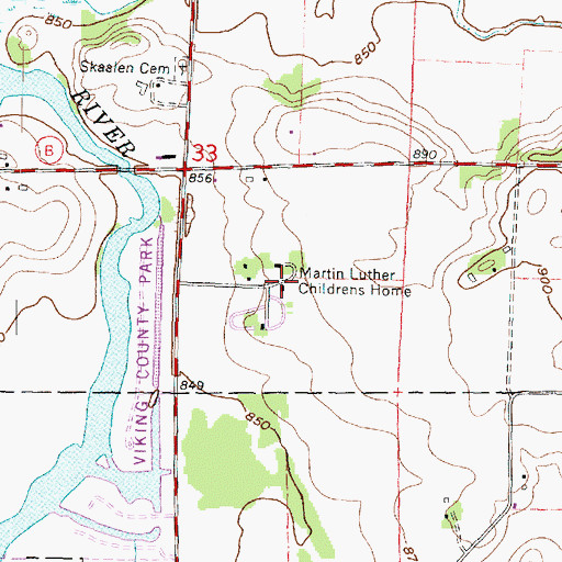 Topographic Map of Martin Luther Childrens Home, WI