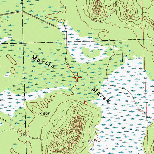 Topographic Map of Martin Marsh, WI
