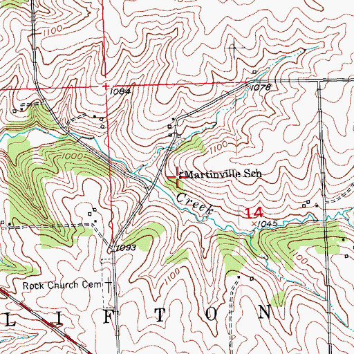 Topographic Map of Martinville School, WI