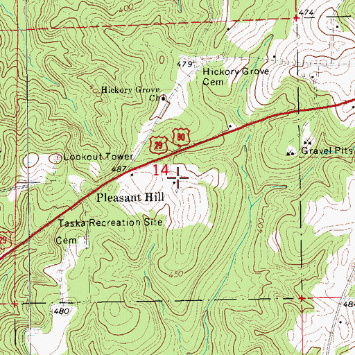 Topographic Map of Pleasant Hill, AL