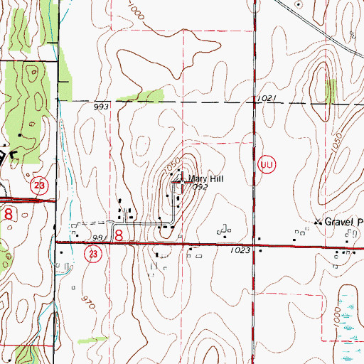 Topographic Map of Mary Hill, WI