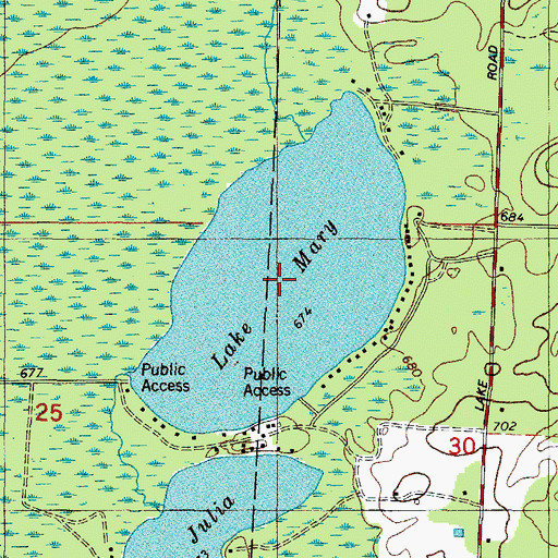 Topographic Map of Lake Mary, WI