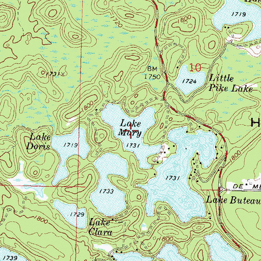 Topographic Map of Lake Mary, WI