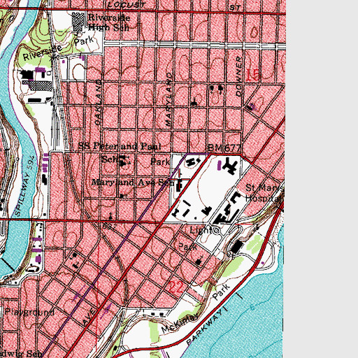 Topographic Map of Maryland Avenue Elementary School, WI