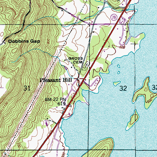 Topographic Map of Pleasant Hill, AL