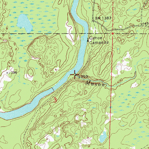 Topographic Map of Mason Creek, WI