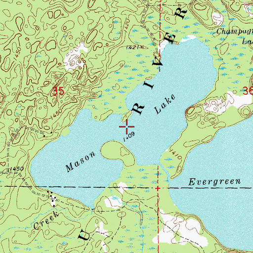 Topographic Map of Mason Lake, WI