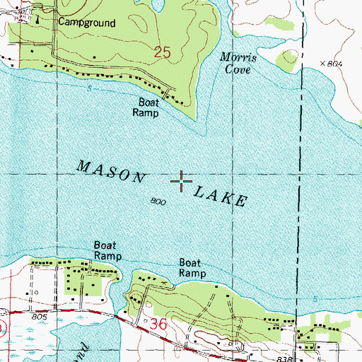 Topographic Map of Mason Lake, WI