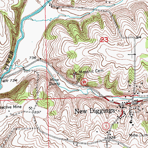Topographic Map of Masonic Cemetery, WI