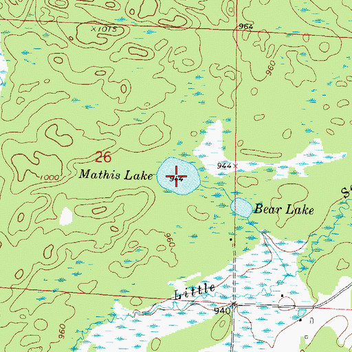 Topographic Map of Mathis Lake, WI