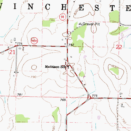 Topographic Map of Mathison School, WI