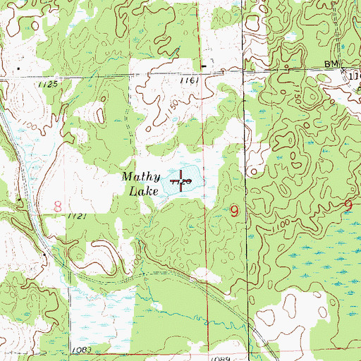 Topographic Map of Mathy Lake, WI