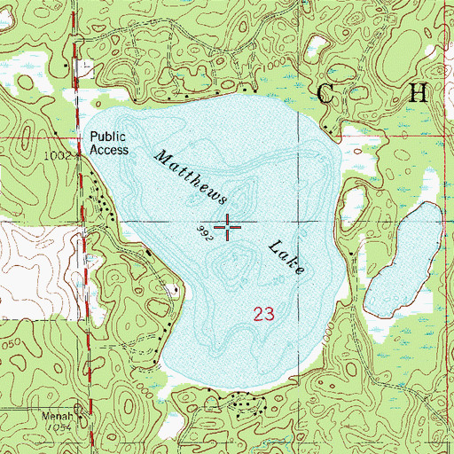 Topographic Map of Matthews Lake, WI