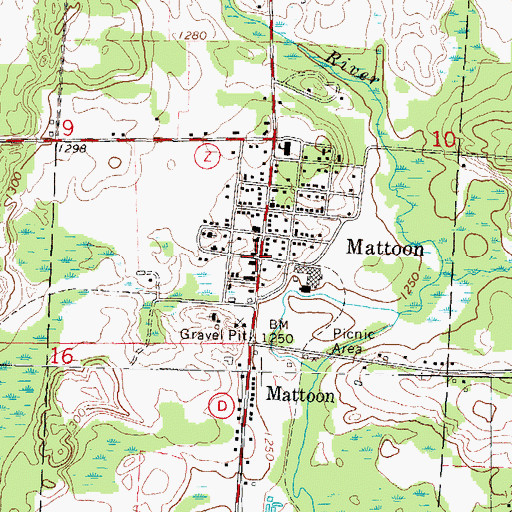 Topographic Map of Mattoon, WI