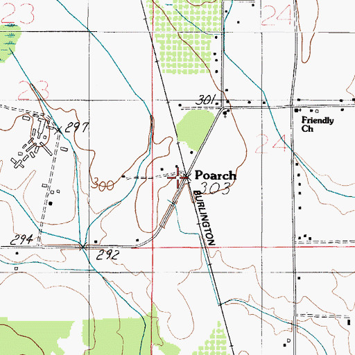 Topographic Map of Poarch, AL