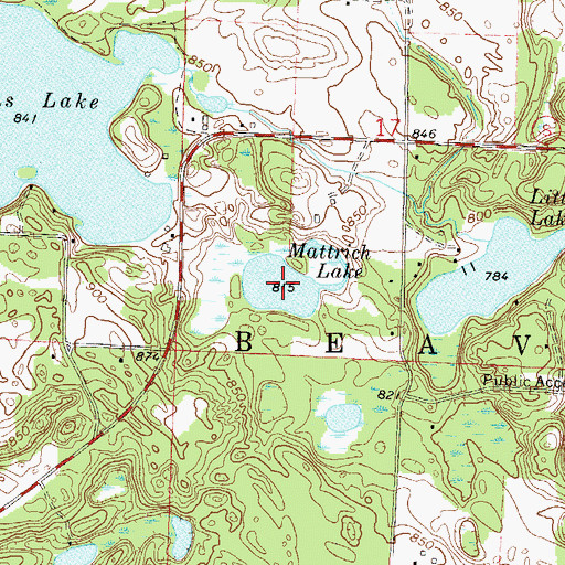Topographic Map of Mattrich Lake, WI