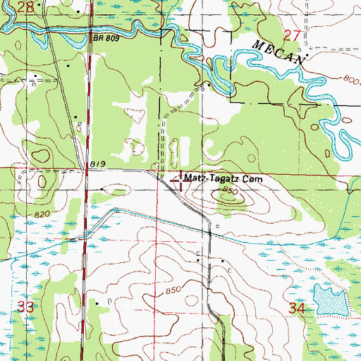 Topographic Map of Matz-Tagatz Cemetery, WI