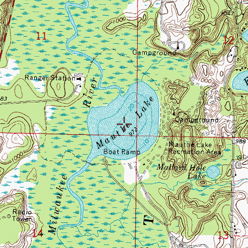 Topographic Map of Mauthe Lake, WI