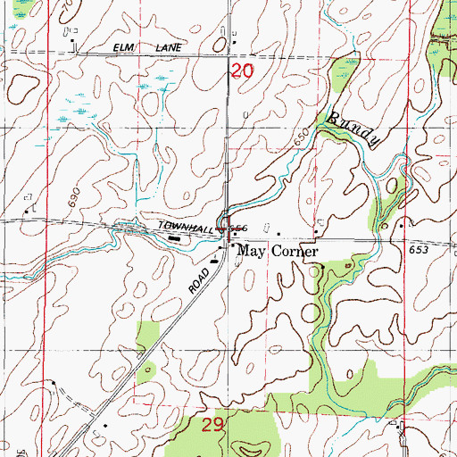 Topographic Map of May Corner, WI