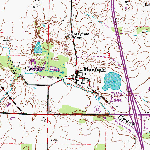 Topographic Map of Mayfield, WI
