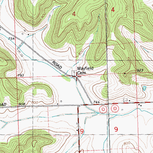 Topographic Map of Mayfield Cemetery, WI