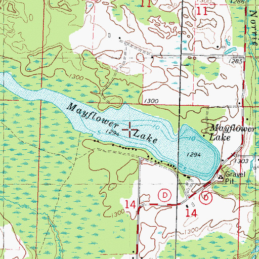 Topographic Map of Mayflower Lake, WI