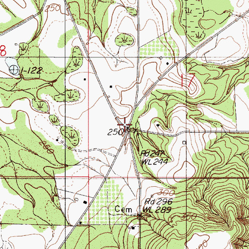 Topographic Map of Polk, AL