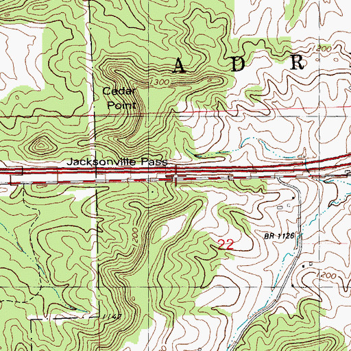 Topographic Map of Jacksonville Pass, WI