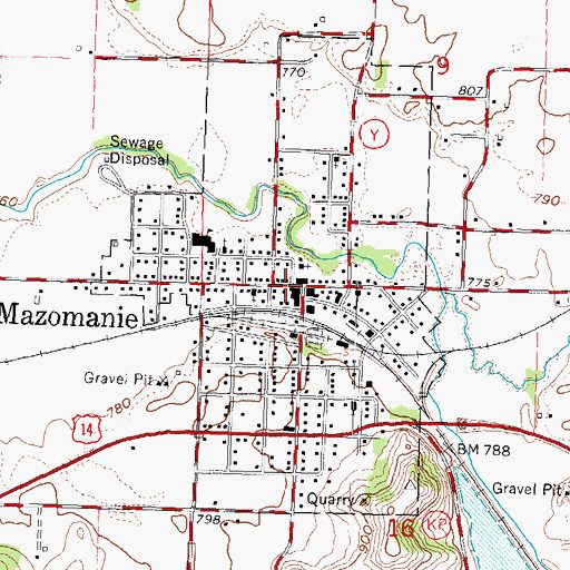 Topographic Map of Mazomanie, WI