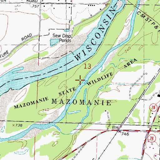Topographic Map of Mazomanie State Wildlife Area, WI