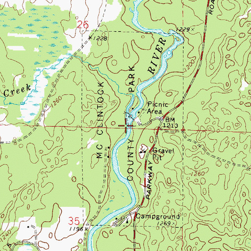 Topographic Map of Mc Clintock County Park, WI