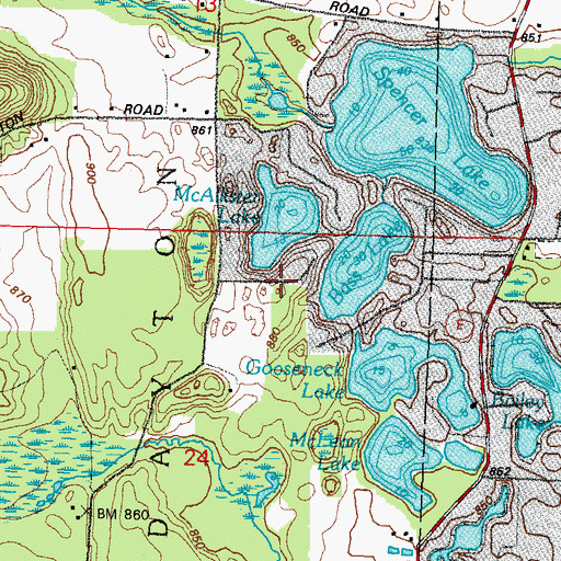 Topographic Map of McAllister Lake, WI