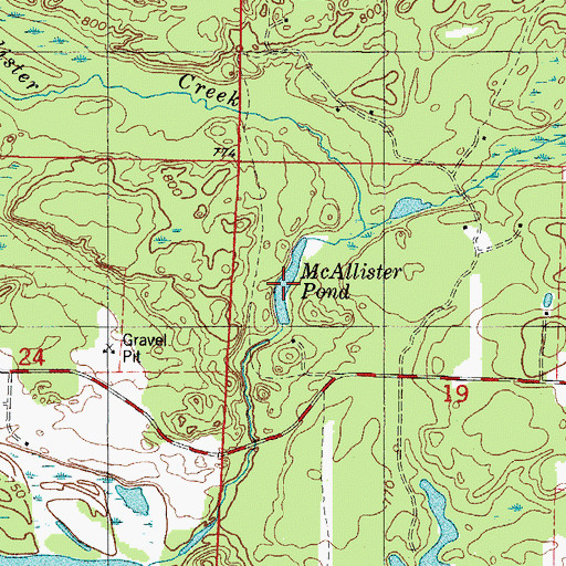 Topographic Map of McAllister Pond, WI