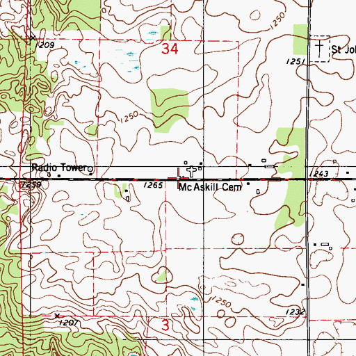 Topographic Map of McAskill Cemetery, WI
