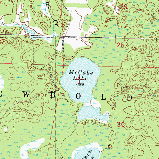 Topographic Map of McCabe Lake, WI