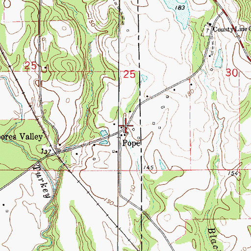 Topographic Map of Pope, AL