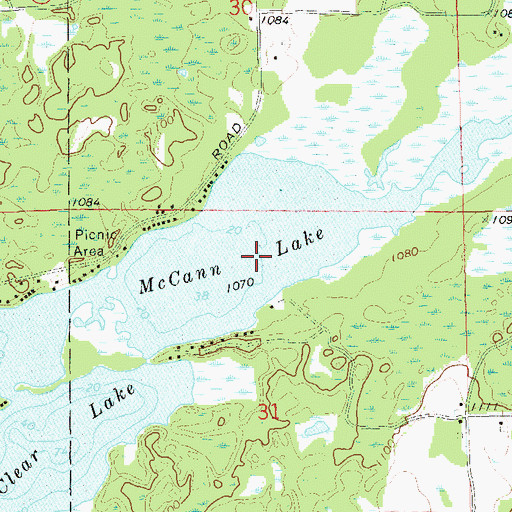 Topographic Map of McCann Lake, WI