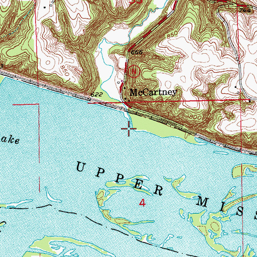 Topographic Map of McCartney Branch, WI