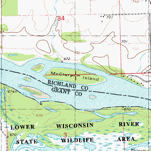 Topographic Map of McClary Island, WI