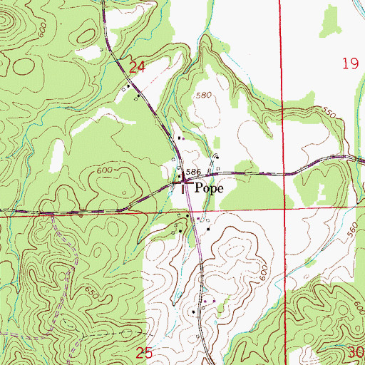 Topographic Map of Pope, AL