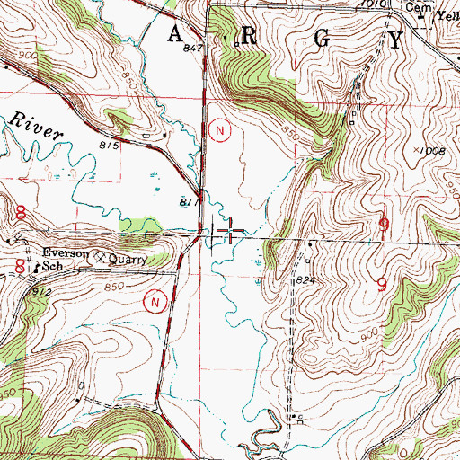 Topographic Map of McClintock Creek, WI