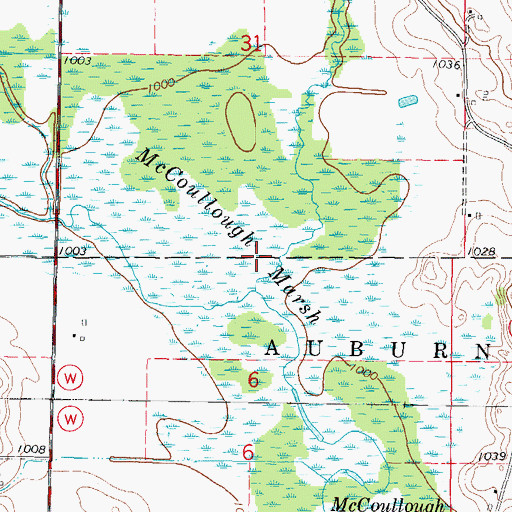Topographic Map of McCoullough Marsh, WI