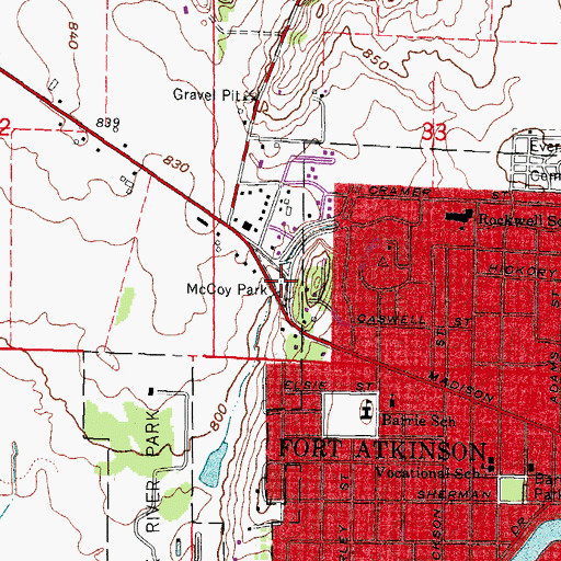 Topographic Map of McCoy Park, WI