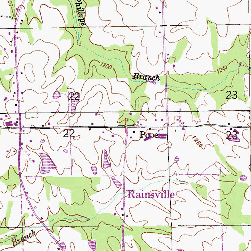 Topographic Map of Pope, AL