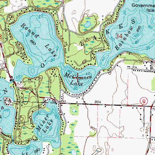 Topographic Map of McCrossen Lake, WI