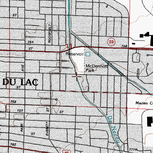 Topographic Map of McDermott Park, WI