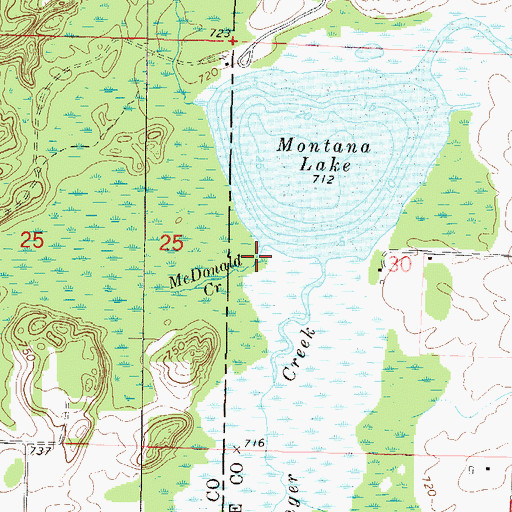 Topographic Map of McDonald Creek, WI