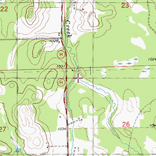 Topographic Map of McGaver Creek, WI